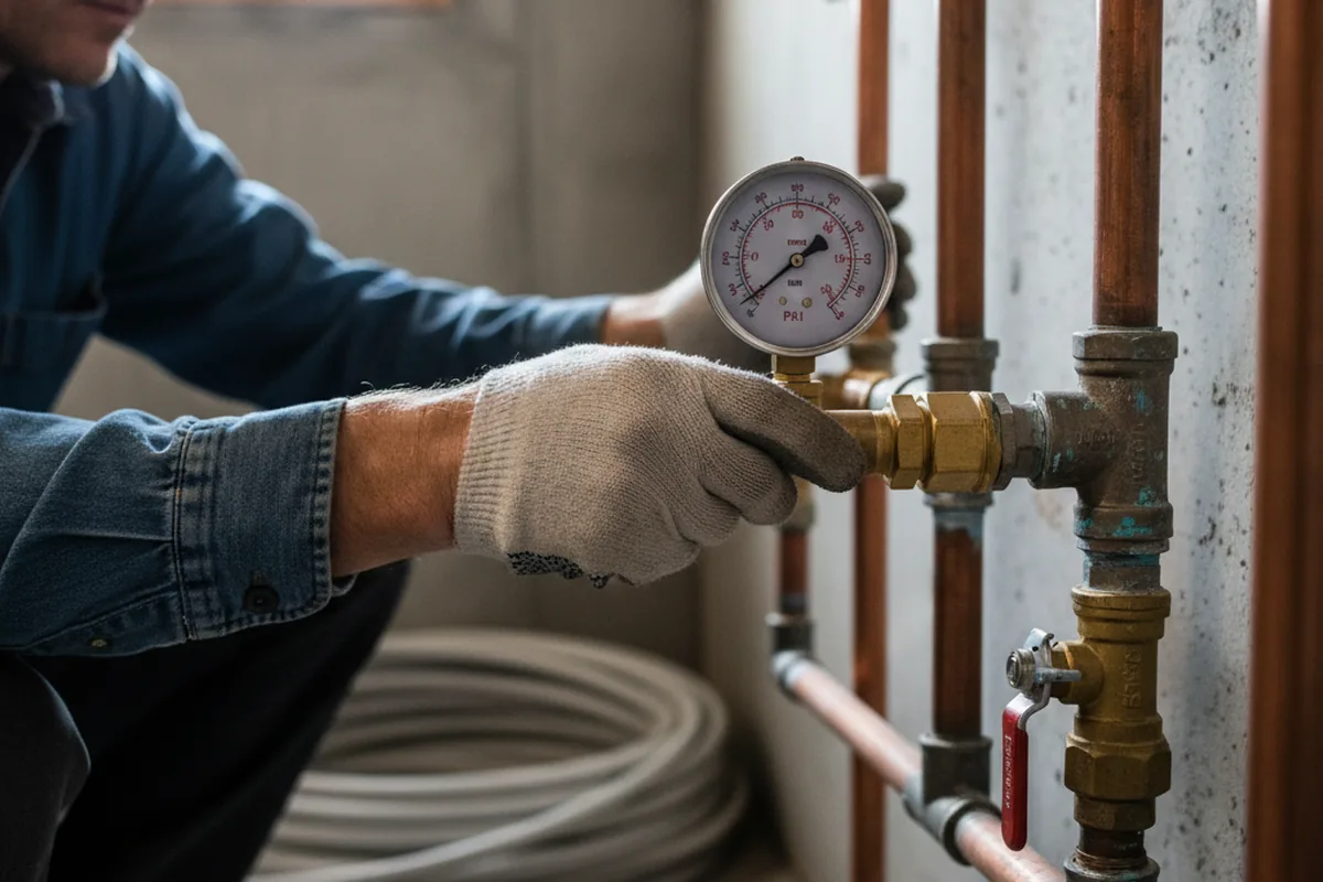 Pressure testing a repaired line during Water Line Repair in Kerman
